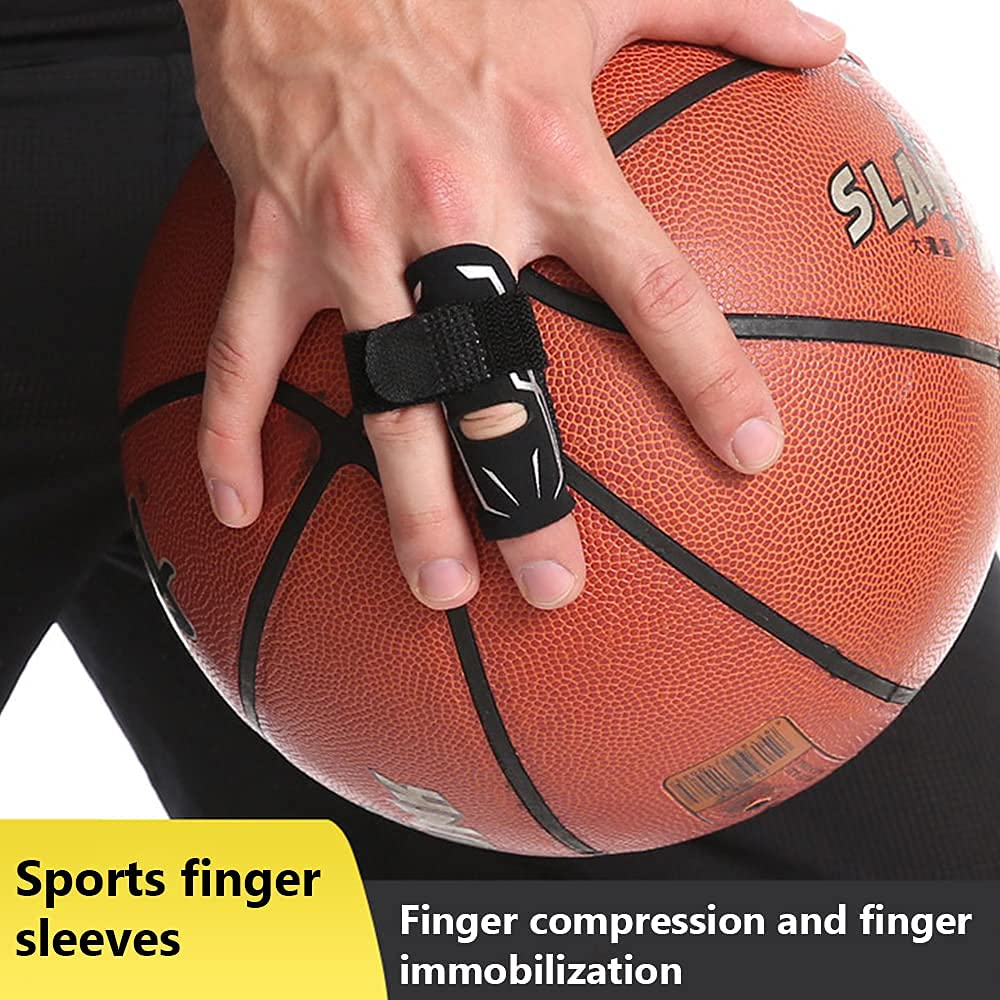 Finger Splint Finger Support Adjustable Elastic Compression Finger Sleeves Finger Brace Relieve Joint Pain Finger Guard Sport Finger Protector for Basketball Volleyball Tennis Baseball - M