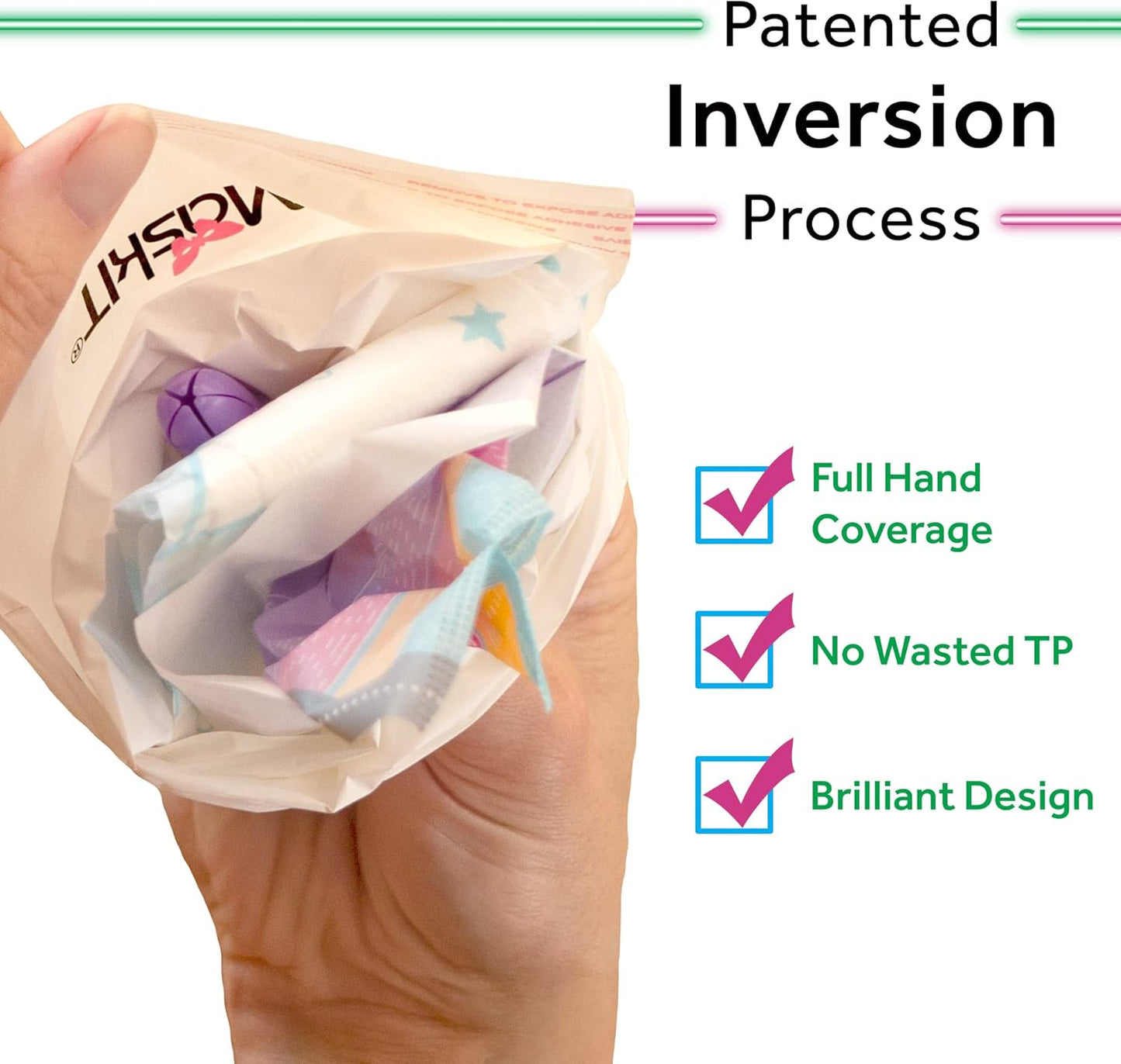 MaskIT Sanitary Napkin Disposal Bags — Plant-Based Disposal Bags for Sanitary Napkins, Period Panties, and Other Menstrual Products — Disposable Pad Pouch for Home & On The Go. — 3 Pack, 54 Count