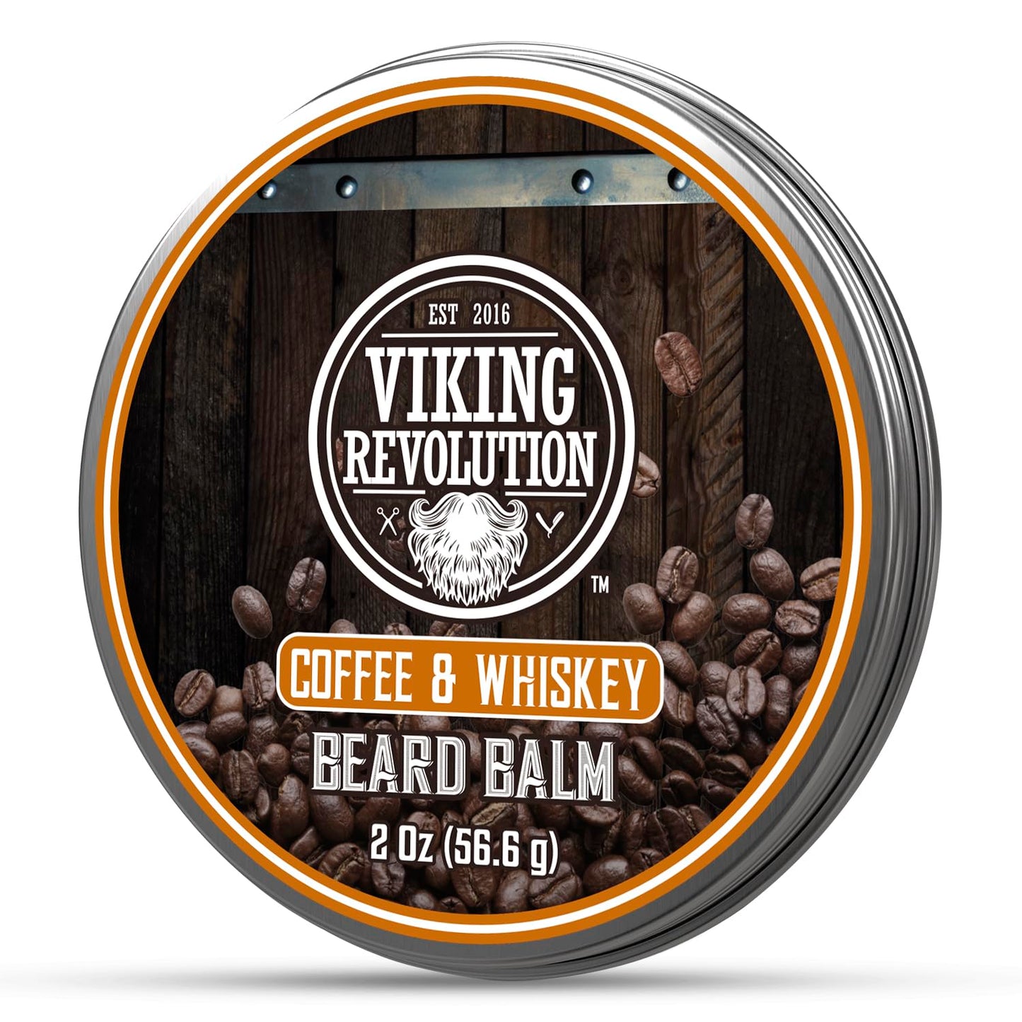 Viking Revolution Coffee Whiskey Beard Balm for Men - Beard Butter for Men with Argan Oil and Jojoba Oil Softener and Moisturizer Styling Balm (1 Pack, 2oz)