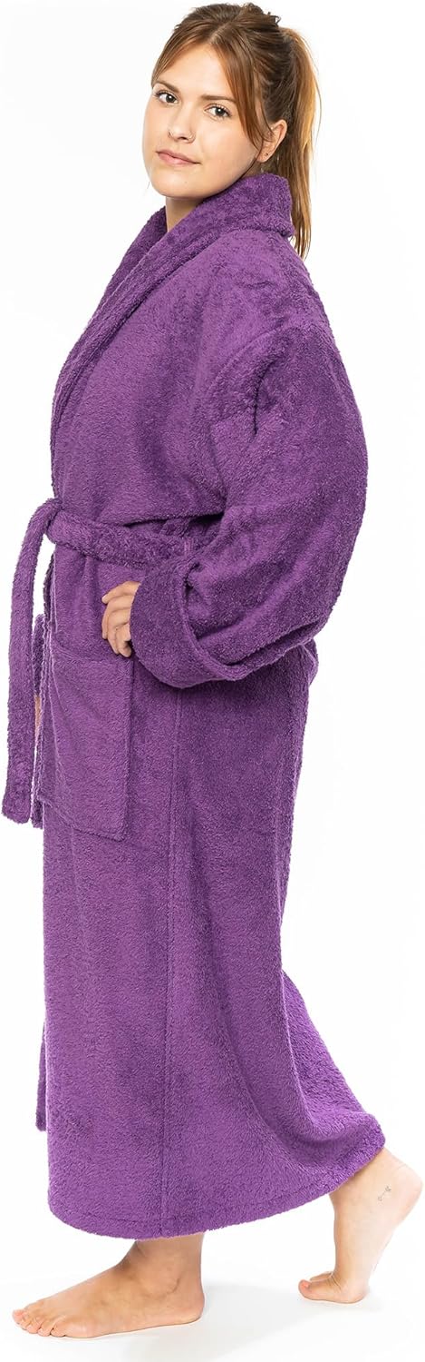 Classic Turkish Towels CTT Premium 100% Turkish Cotton Terry Cloth Bath Robe for Women & Men, Soft & Plush Long Unisex Robe