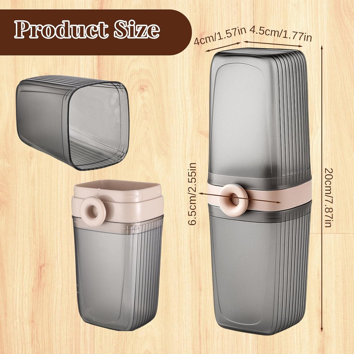 Toothbrush Travel Case, Portable Travel Toothbrush Holder Covered Toothbrushes Holder Multifunctional Toothbrushes Cup Large Capacity Soap Case for Trip, Bathroom, Camping（Gray）