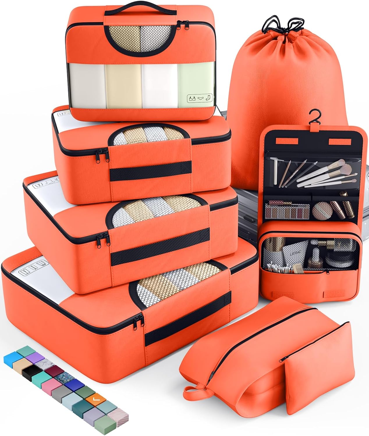 Veken 8 Set Packing Cubes for Travel Essentials, Suitcase Organizer Bags in 4 Sizes, Carry-On Luggage Accessories with Large Laundry & Hanging Toiletry Bag, Must-Have for Airplane, Road Trip & Camping