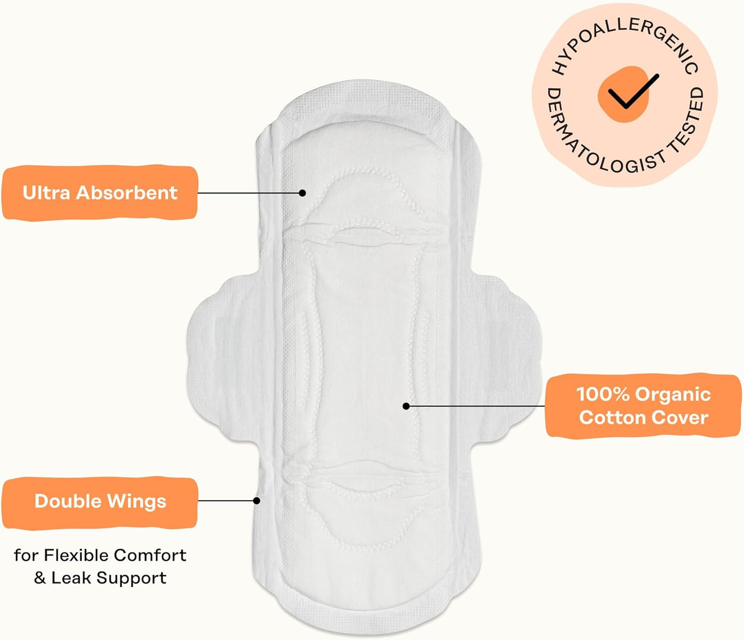 The Honey Pot Company - 80 ct - Sanitary Pads for Women - Non-Herbal Regular Flow w/Wings - Organic Cotton Cover & Ultra-Absorbent Pulp Core - Feminine Care