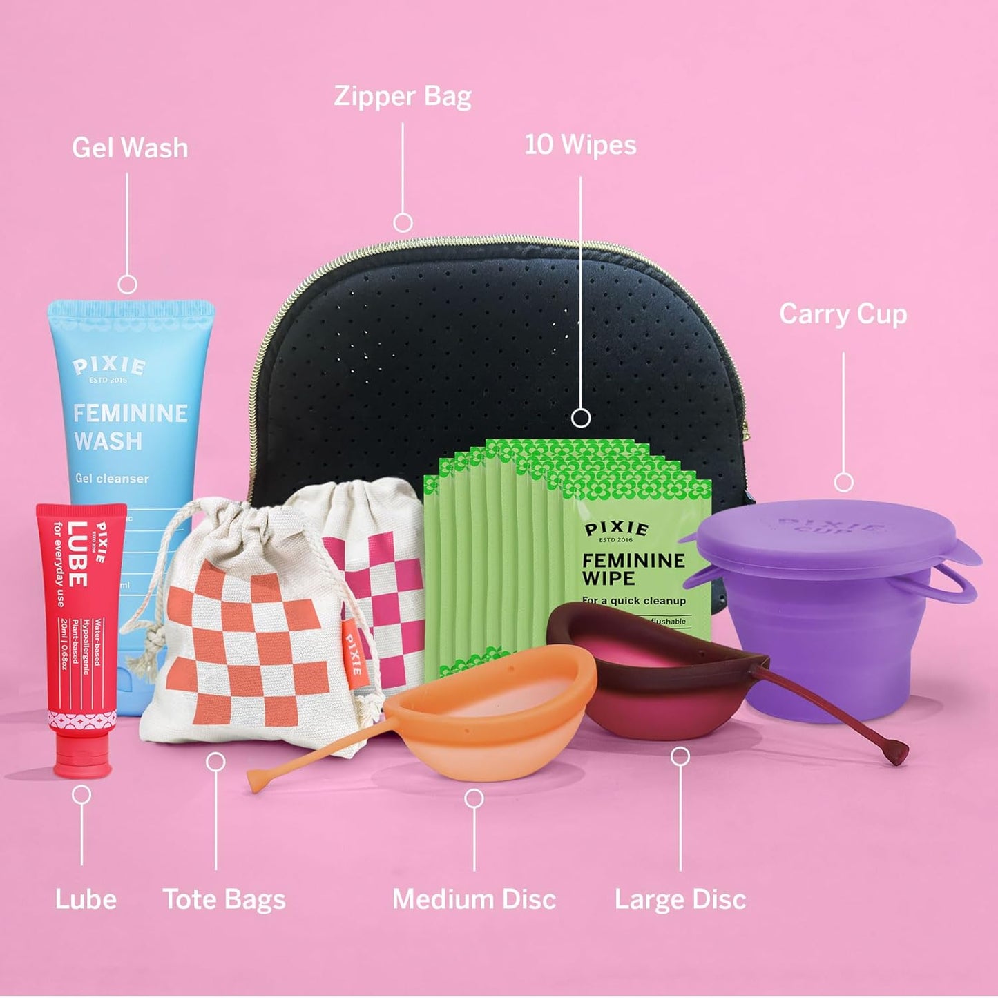 Pixie Menstrual Disc Kit - No Metals or Toxins - Pixie Discs are Designed to Remove Like Tampons - 100% Medical-Grade Silicone - Best Period Disc Starter Kit - Proven to Become A Successful Disc User