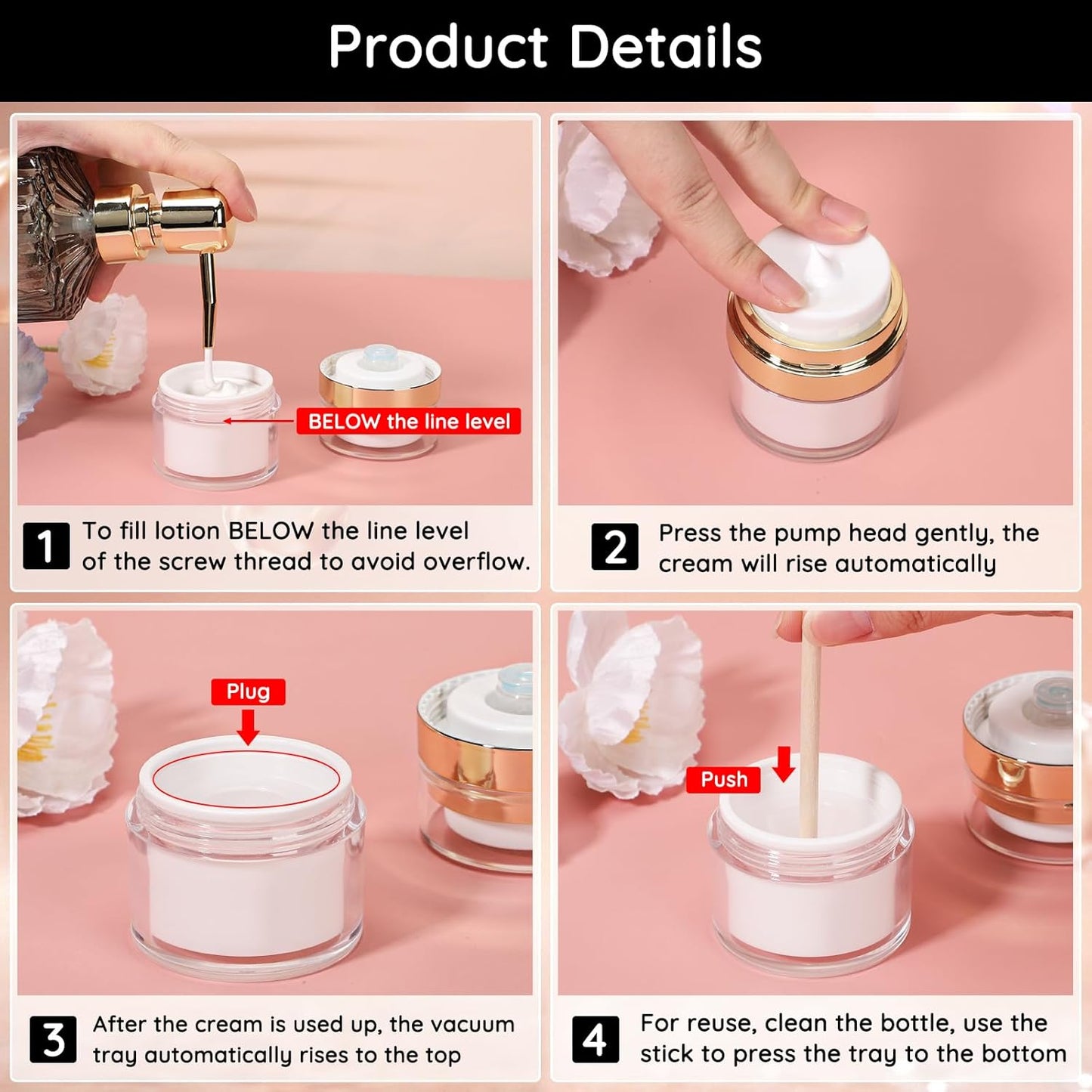 Segbeauty 12pcs Empty Airless Pump Bottles Travel Set, Golden Airless Pump Jar for Face Cream Moisturizer, Refillable Vacuum Lotion Dispenser, Vacuum Fine Mist Atomizer Hair Sprayer 0.5oz 1oz 1.7oz