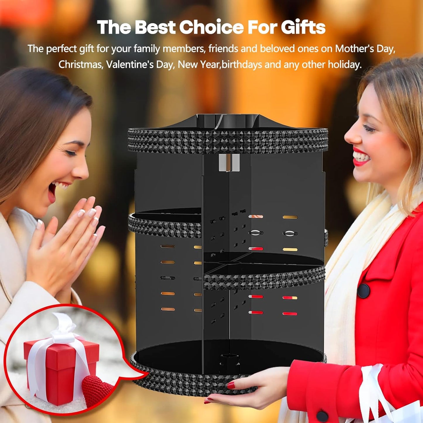 360 Degree Rotating Makeup Organizer for Vanity, Extra Large Capacity Beauty Organizer, Adjustable DIY 7 Layers Perfume Organizer, Skincare Organizers Fits AII Cosmetics and Accessories(Black)