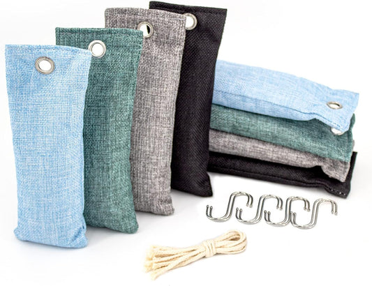 Charcoal Bags Odor Absorber (8x100g) Activated Bamboo Charcoal Air Purifying Bags Charcoal Odor Eliminating Bags for Home & Car Shoes, Closet, Pet -8 PACK