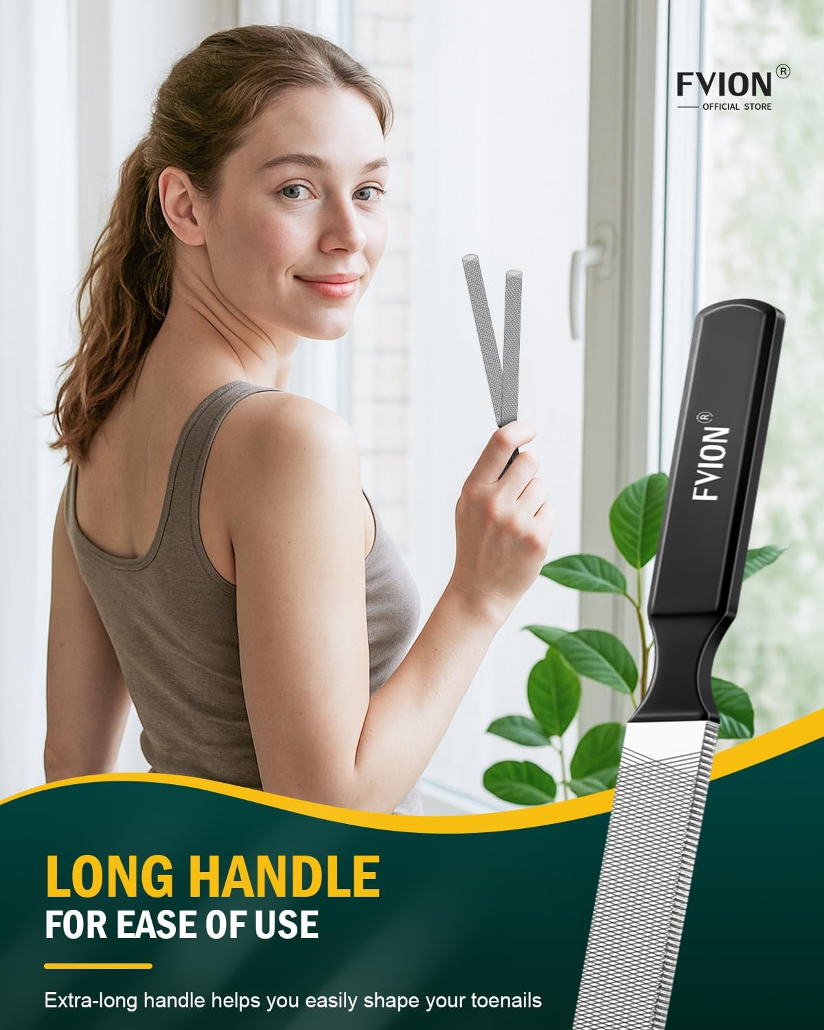 FVION 2 PCS Stainless Steel Double-Sided Long Nail File for Thick Nails – Professional Toenail File, Durable and Efficient Nail Care Tool Ideal for Manicure Or Pedicure