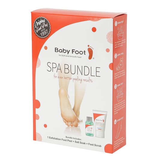 Baby Foot Spa Bundle - Original Exfoliant Foot Peel + Premium Salt Soak and 1 Foot Scrub - Baby Feet Smoothening Foot Peel, Soak and Scrub - Citrus scent - Baby Soft Foot Exfoliation Bundle Set