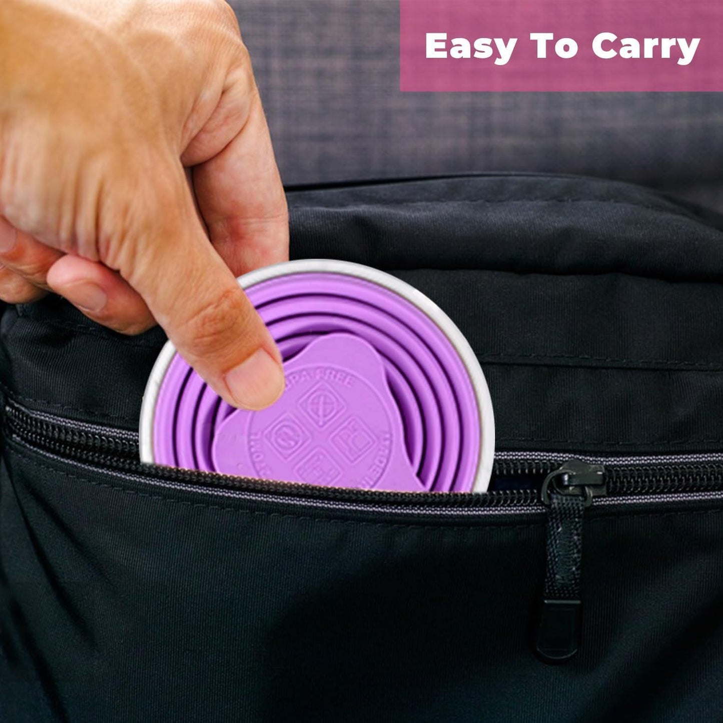 Silicone Collapsible Cups for Camping Travel,Small Portable Backpacking Camping Cup for Outdoor,Reusable Folding Travel Cup,270ml,Graduated(Purple)