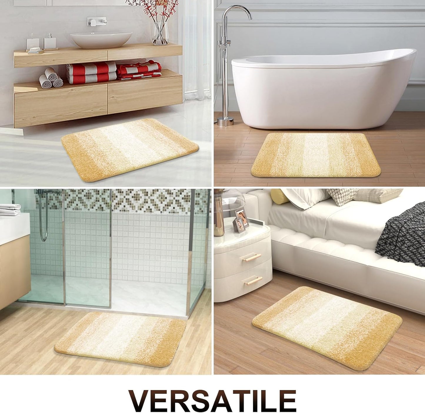 OLANLY Bathroom Rugs Mat 24x16, Extra Soft Absorbent Microfiber Bath Rugs, Rubber Backing, Quick Dry, Washable Bath Mats for Bathroom Floor, Tub and Shower, Home Decor Accessories, Light Yellow