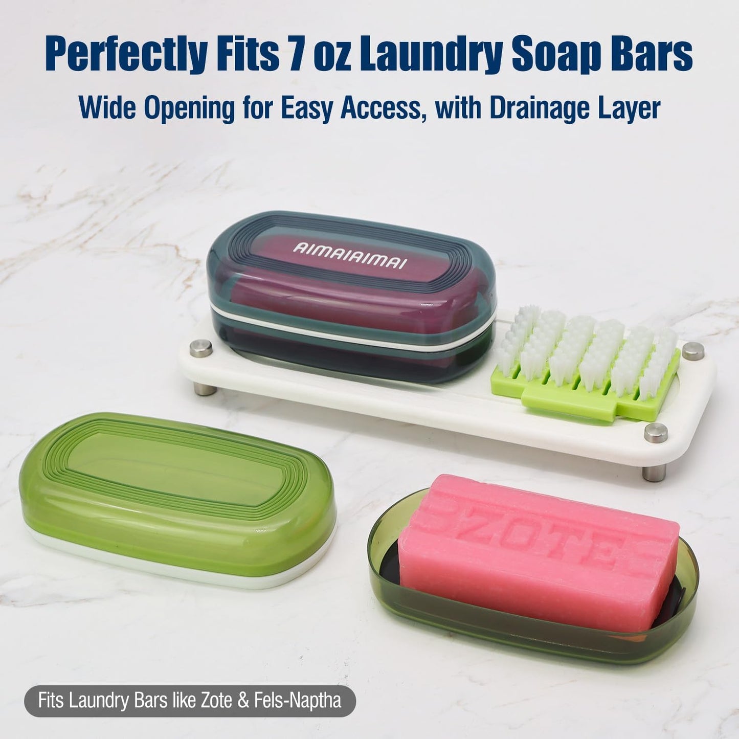Shampoo Bar Holder Travel Case for Two Bars – Compatible with Kitsch Solid Shampoo & Conditioner Bars, Large Soap Container for Bathroom or Travel (Green Style A-Large)