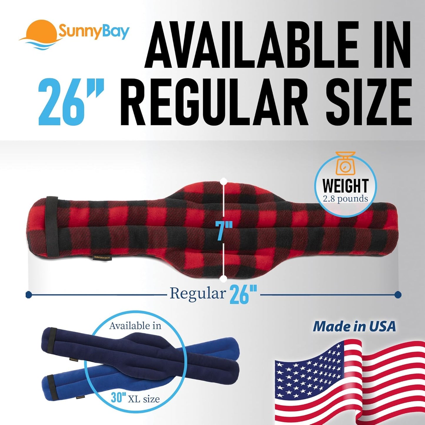 SunnyBay Microwave Heating Pad, Microwavable Heated Neck and Shoulder Wrap, Moist and Weighted Hands-Free Beanbag Pack with Wide Neck Coverage, 2.5 lbs, 26 Inches Long-Length, Made in USA, Buffalo