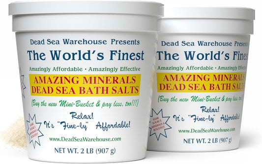 Dead Sea Warehouse - Dead Sea Salts for Soaking - 100% Dead Sea Mineral Bath Salts - Great for Soothing Muscles Aches, Relaxation, Alleviate Skin Issues - Unscented - 2 lbs - 2 Pack