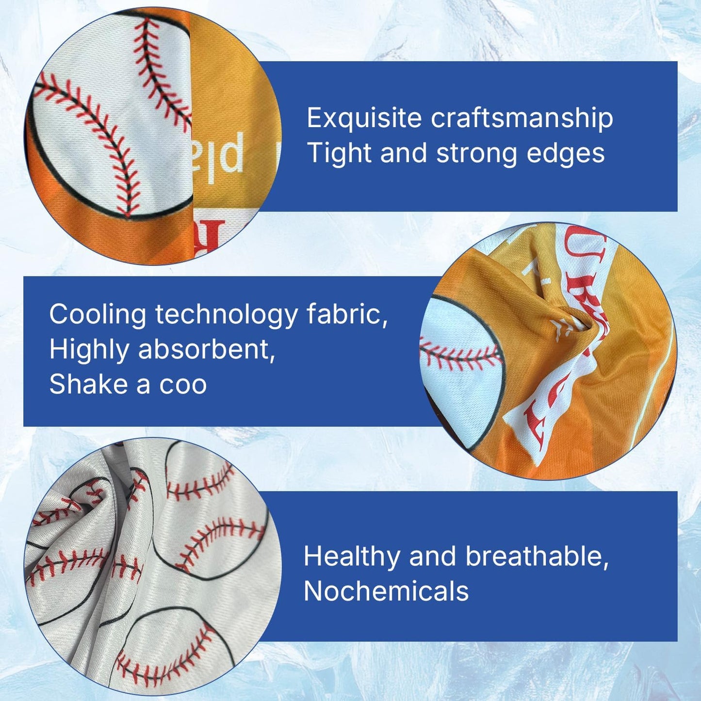 OPSO Softball Cooling Towel Set, 40 x 12 inches, 12 Pack, Microfiber Sports Towels for Baseball, Soccer, Golf LCE Towel Microfiber Sports Towels for Player (Softball 2)