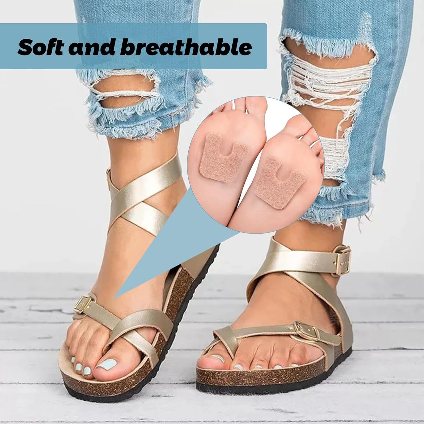 36 Pieces U Shaped Felt Pads Horseshoe Metatarsal Pads Callus Forefoot Foot Pads Pain Relief Foot Cushion Protect Calluses from Rubbing on Shoes Reduce Foot and Heel Pain(Beige)