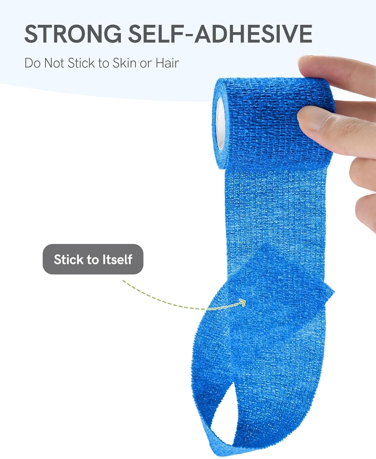 FriCARE Self Adhesive Bandage Wrap, Medical Tape in First Aid Kit, Cohesive Bandages for Wounds Sport Vet, 2 Inches X 5 Yards 6 Rolls, Blue