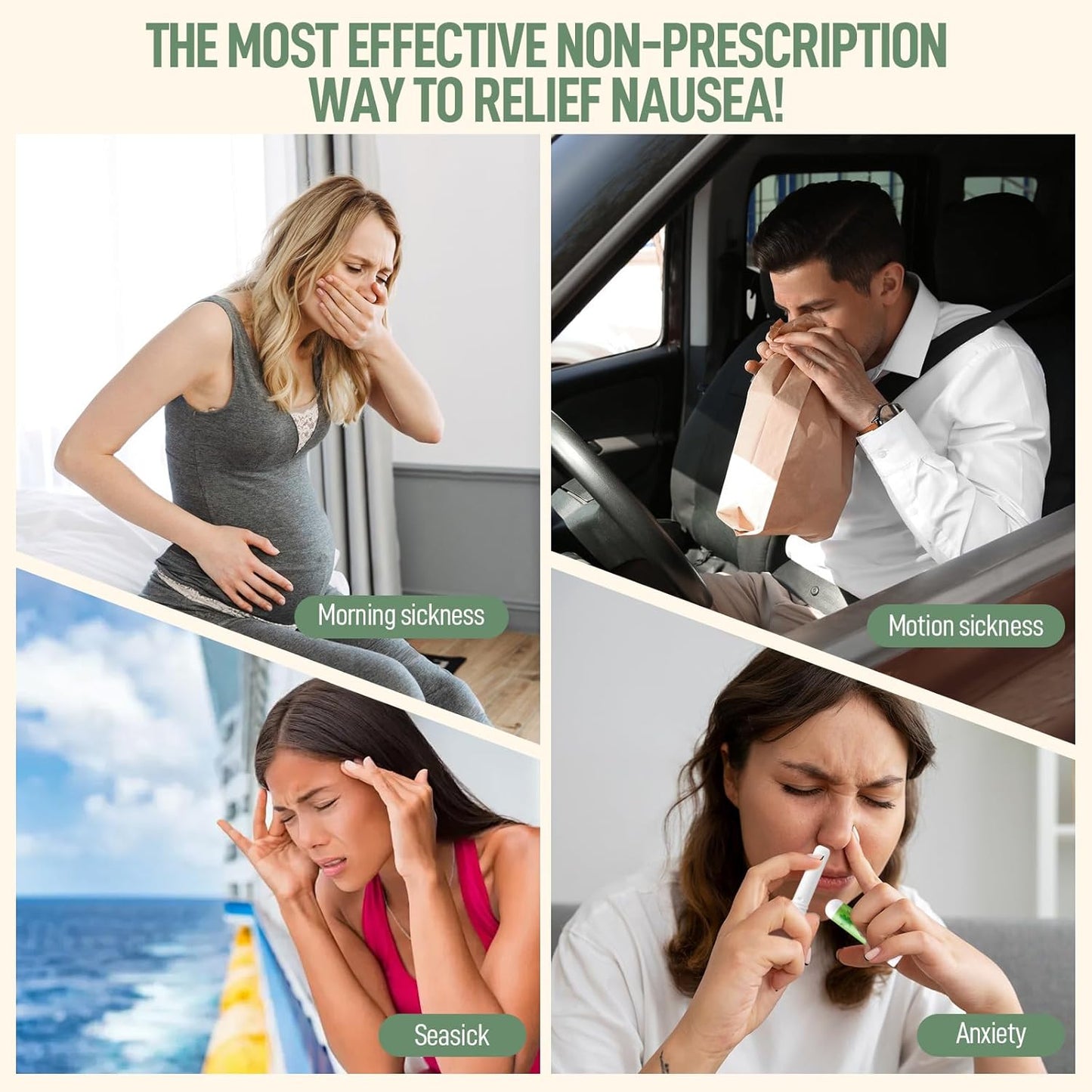 Hion Nausea Relief Inhaler-Lemon and Mint, 100% Natural Essential Oils Inhalers