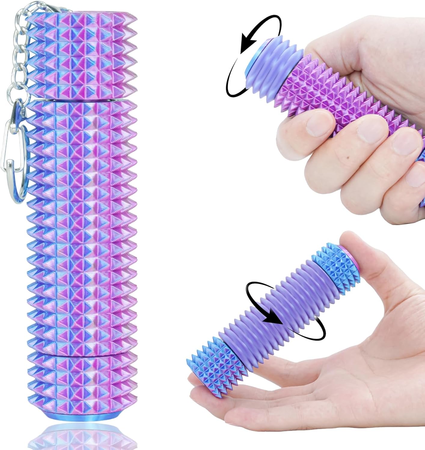 Fidget Roller Adults Teens Sensory Little Stim Gadget for Anxiety Relief Mild Ouchie,Desk Focus Tool Portable Hand Spinner Gifts Idea White Elephant Stocking Christmas(Purple,Full Grip)