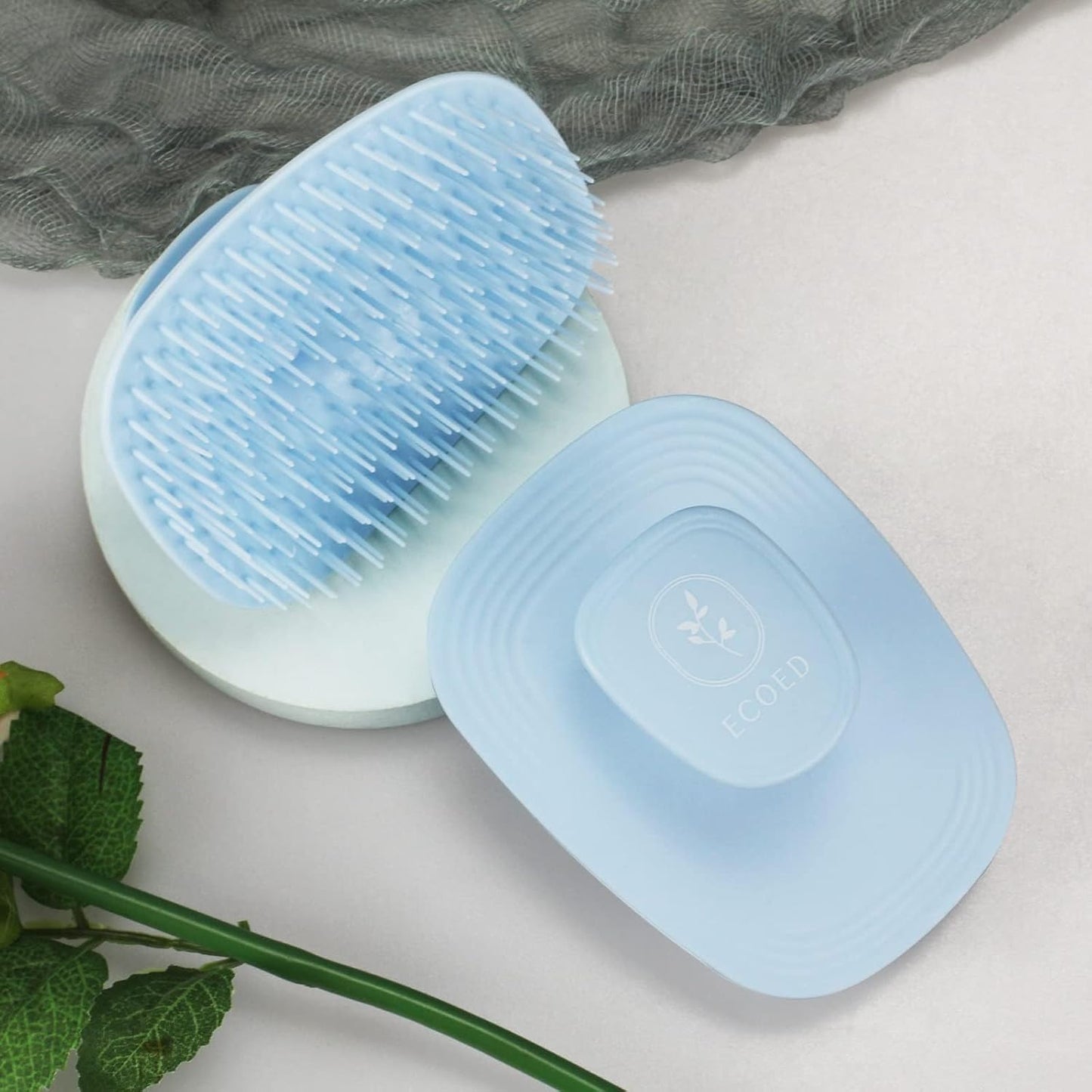 2 PC Scalp Massager Shampoo Brush, Scalp Scrubber & Exfoliator for Dandruff Removal, Wet & Dry and Detangler for Men and Women, Suitable for Short Medium Hair(Blue)