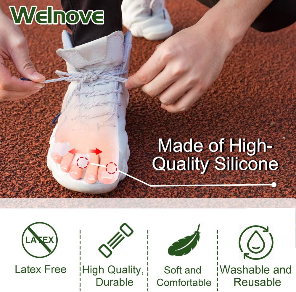 Welnove Gel Toe Separator, Pinky Toe Spacers, Little Toe Cushions, Small Toe Sleeves for Preventing Rubbing & Reducing Pressure (Pack of 12, Transparent)