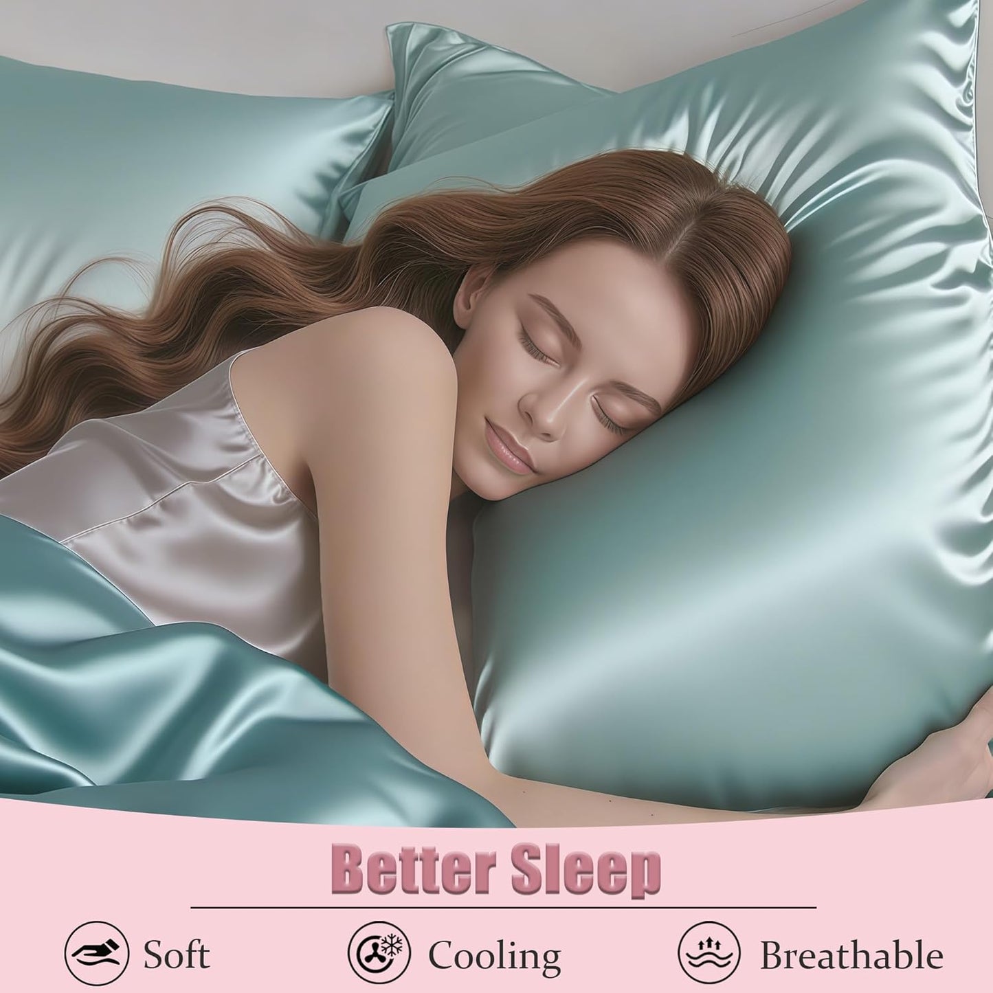 Mulberry Silk Pillow Cases 2 Pack Standard Size with Zipper, Ultra Smooth Soft Breathable Cooling Pillow Cases for Hot Sleepers, Silk Satin Pillowcase for Hair and Skin Set of 2, Gifts for Women