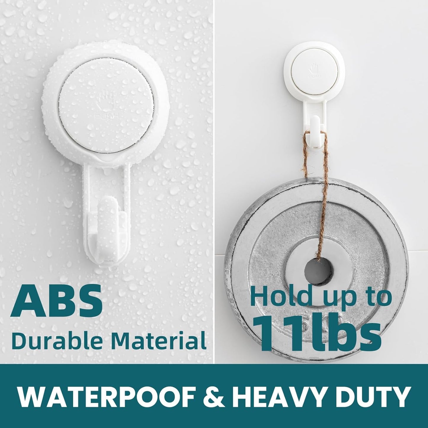 TAILI Suction Towel Hook for Bathroom, Damage-Free Hanging Hooks for Inside Shower Wall, Powerful Vacuum Suction Cup Shower Holder for Towel, Loofah, Cloth, Easy to Install and Remove, White, 4 Pack