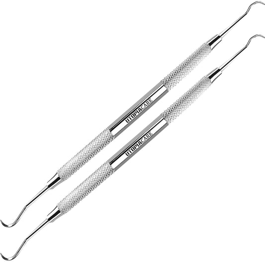 Utopia Care Professional Dental Tartar Scraper Tool, Dental Pick, 6.5 Inch Double Ended Tartar Remover for Teeth, Plaque Remover, Tooth Scraper, Silver, Pack of 2