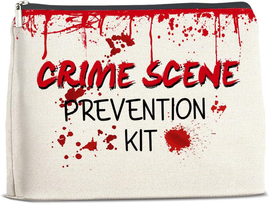 Funny Crime Scene Prevention Kit Makeup Bag Gifts for Women Crime Show Lover Period Pouch Tampon Case Cosmetic Bag Zipper Pouch Travel