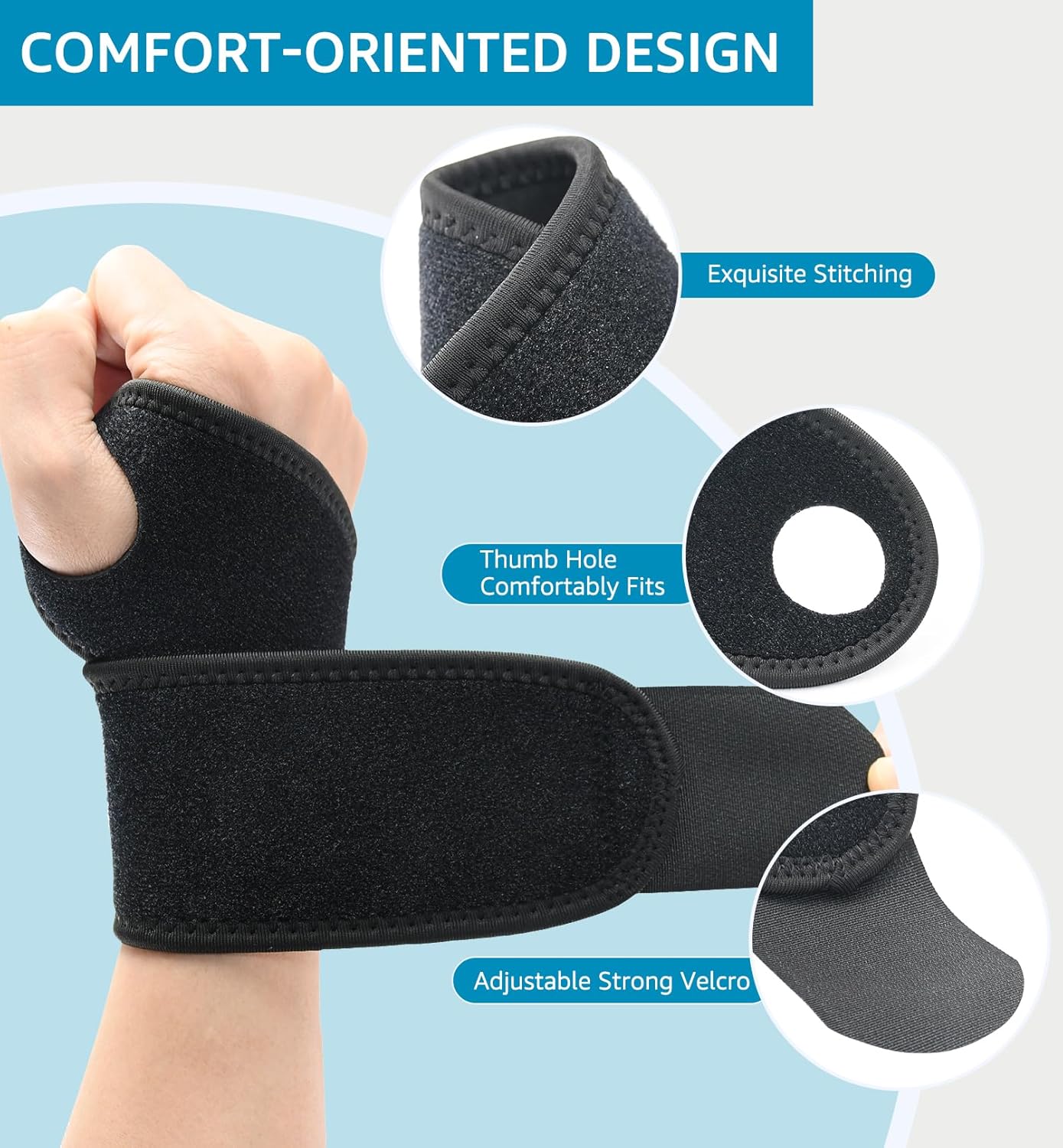HiRui 2 Pack Wrist Brace Wrist Wraps for Carpal Tunnel Arthritis Tendonitis Sprains Pain Relief, Wrist Compression Straps for Workout Sports, Day & Night Support Adjustable Fits All (Black)