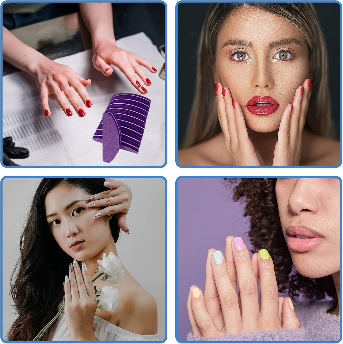 20 PCs Nail Buffers, Double Sided Nail Files Buffer Blocks 100/180 Grit Portable Washable Sanding Buffing File Arc Shape (Purple)