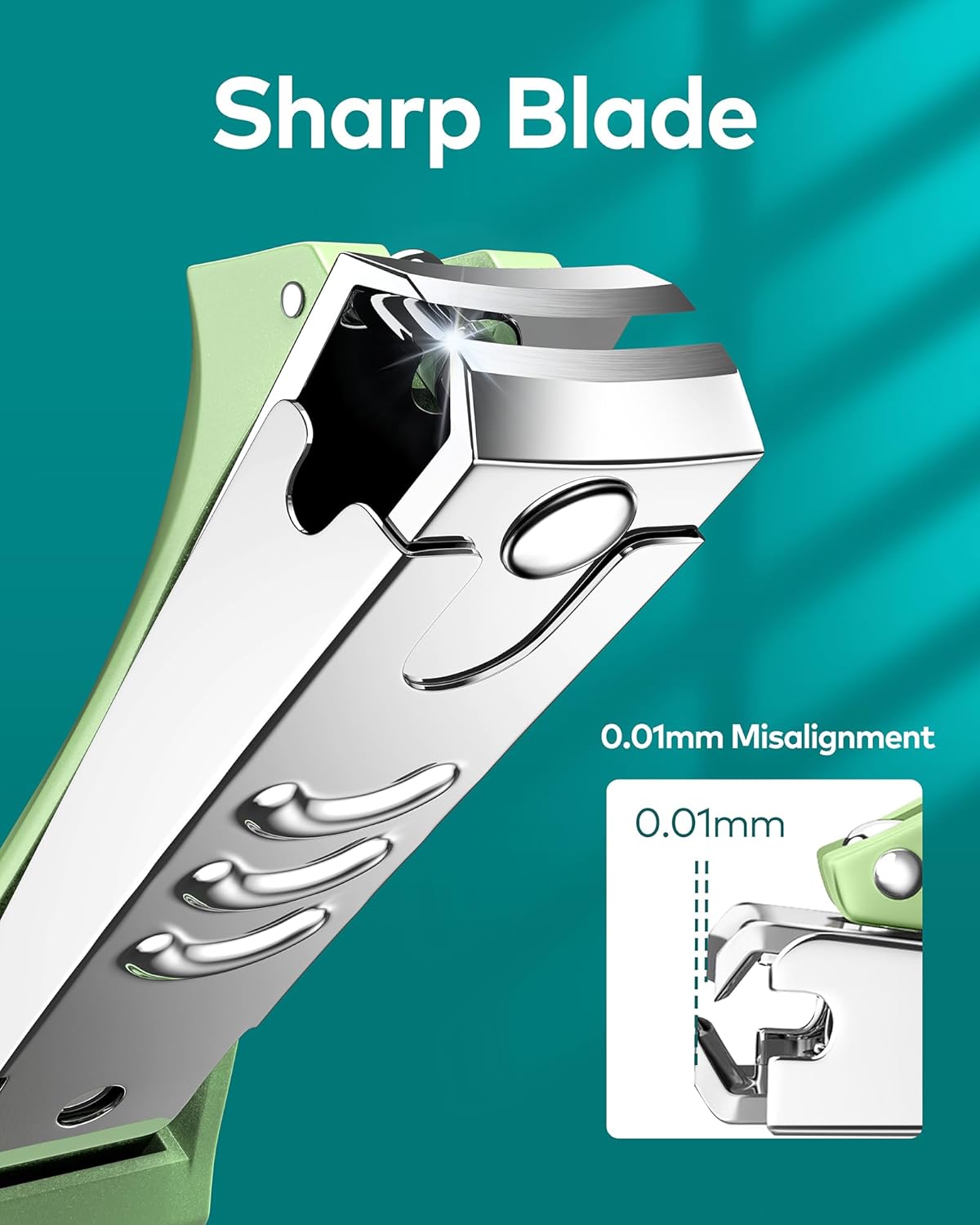 MR.GREEN Nail Clippers with Nail File,Anti Splash Nail Clipper Set for Thick Nails,Medical Grade Stainless Steel Professional Nail Cutter,Sharp and Durable fingernail Clipper for Men and Women(Green)
