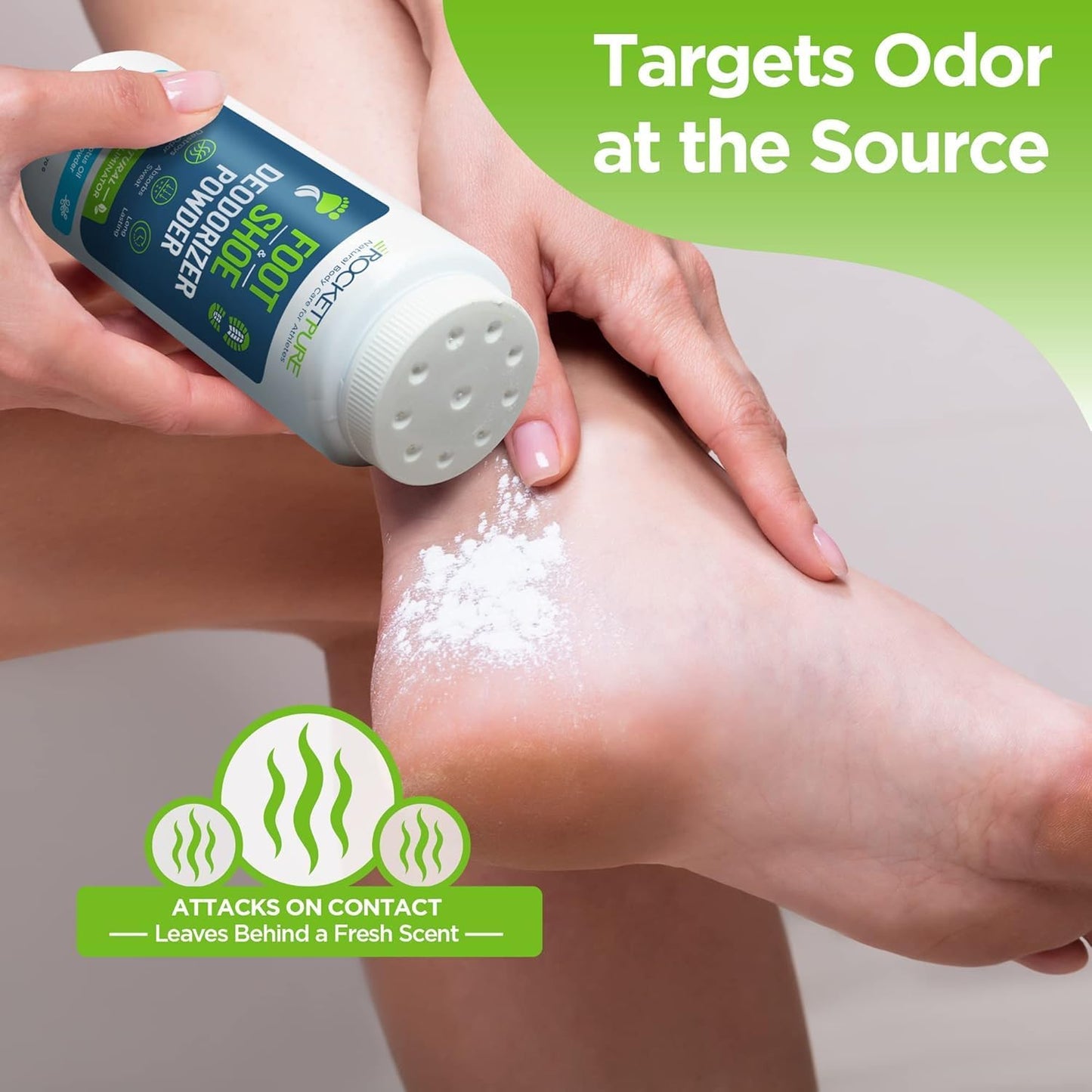 Rocket Pure Natural Foot & Shoe Deodorizer Powder - Eucalyptus Foot & Shoe Powder Odor Control - Removes, Controls & Prevents Odors - Made with Essential Oils - Made in USA (4oz, 2-Pack)