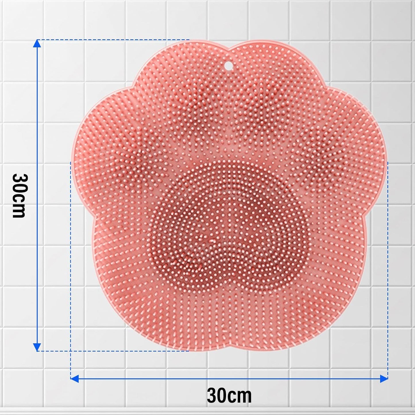 Shower Foot Scrubber Mat with Non-Slip Suction Cups,Foot Backs Cleaning Pad Back Washer Exfoliating Bath Wash Pad,Foot Scrubber in Shower Men & Women (Pink)