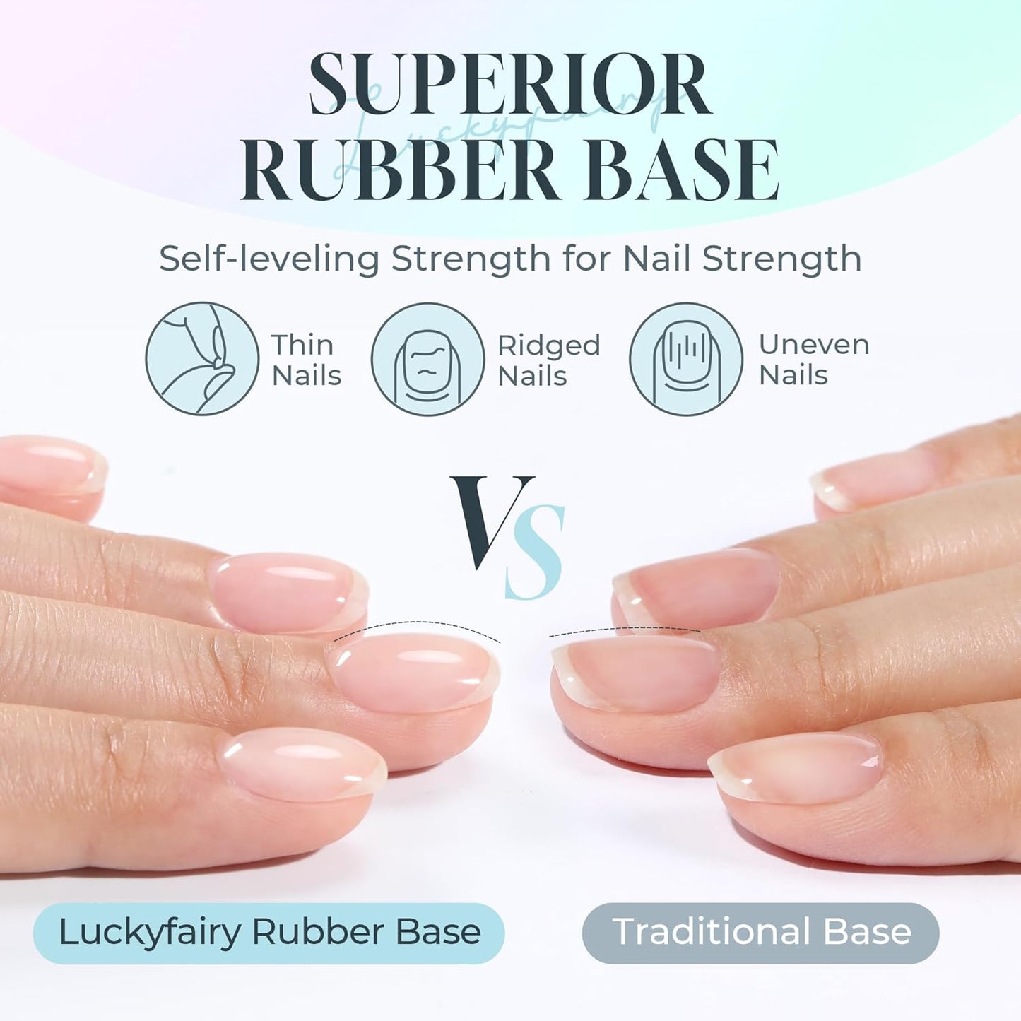 Gel Base and Top Coat Set: 15ml Rubber Base Coat, No Wipe Glassy Top Coat Gel Nail Polish, Acid-free Soak Off Combination for Nail Strengthener, Long Lasting Manicure DIY at Home Lamp Cure