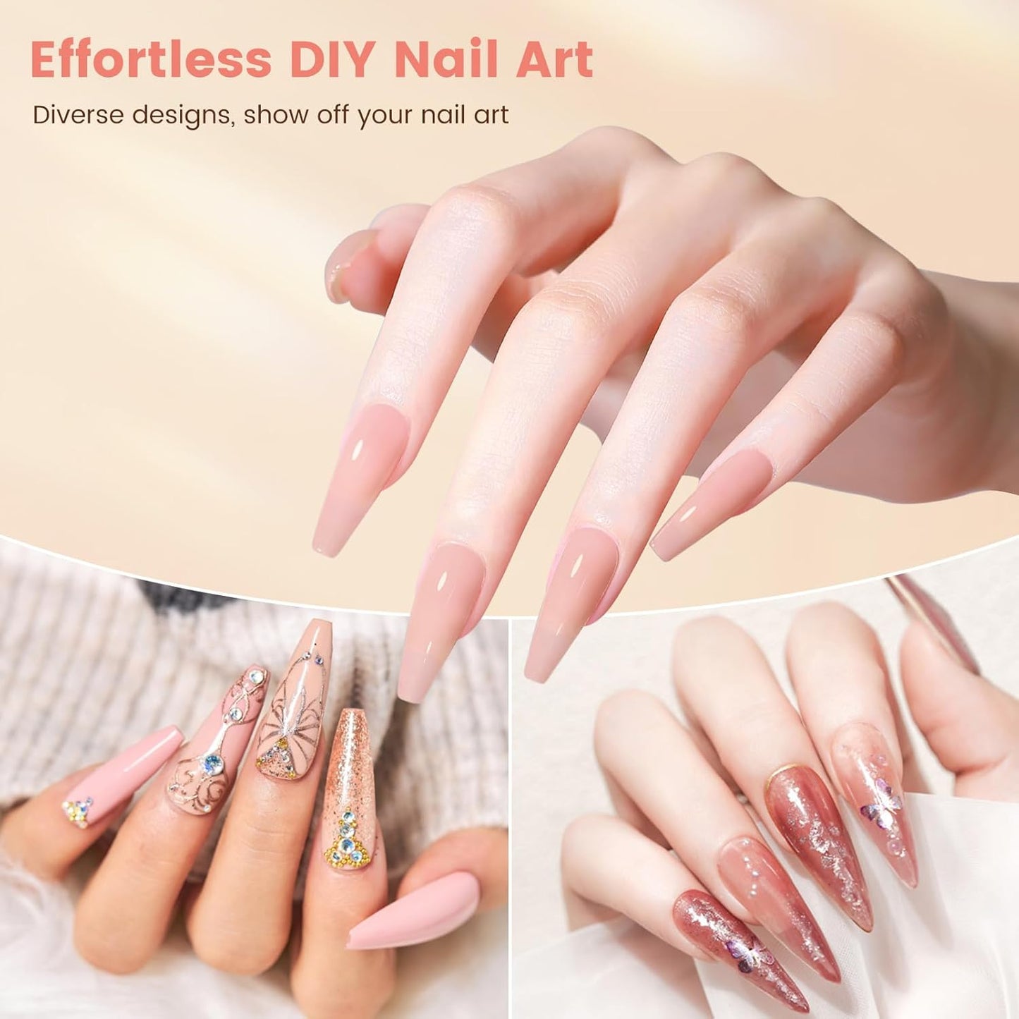 Acrylic Nail Kit for Beginners with Everything: Practice Nail Hand Acrylic Nail Powder Liquid Set with U V Lamp Drill in Gift Bag for Home (Sliver Bag)