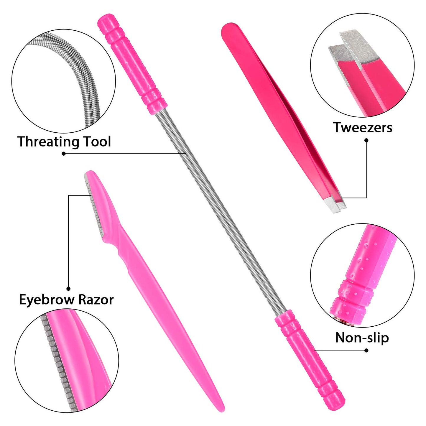 14 Pieces Facial Hair Remover Spring Epilator Set Eyebrow Razors Beveled Tweezers Removes Hairs Women Face Threading Tool(Color A)