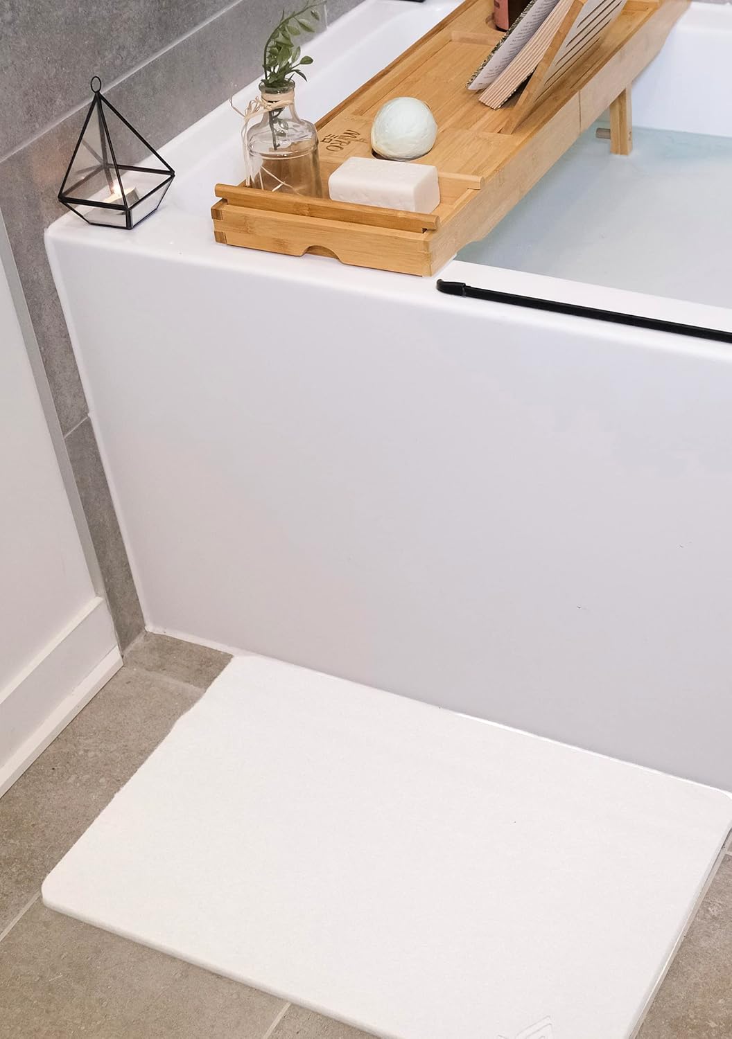 Magic Stone Ivory Stone Bath Mat, Diatomaceous Earth Shower Mat, Non-Slip Super Absorbent Quick Drying Bathroom Floor Mat, Natural, Easy to Clean (23 x 15.5 in)