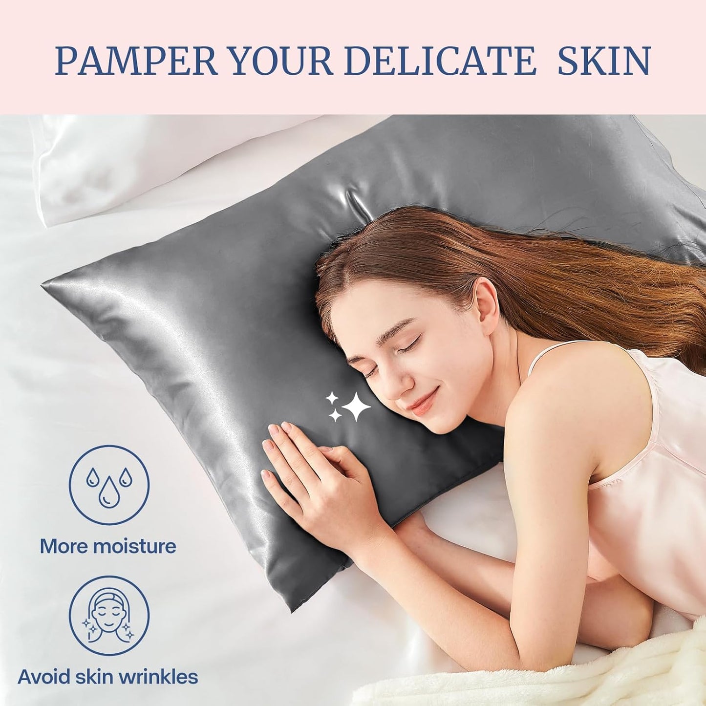 BEDELITE Satin Pillowcase for Hair and Skin, Super Soft and Cooling Similar to Silk Pillow Cases 2 Pack with Envelope Closure, Gift for Women Men(13"x18" Toddler Size, Dark Grey)