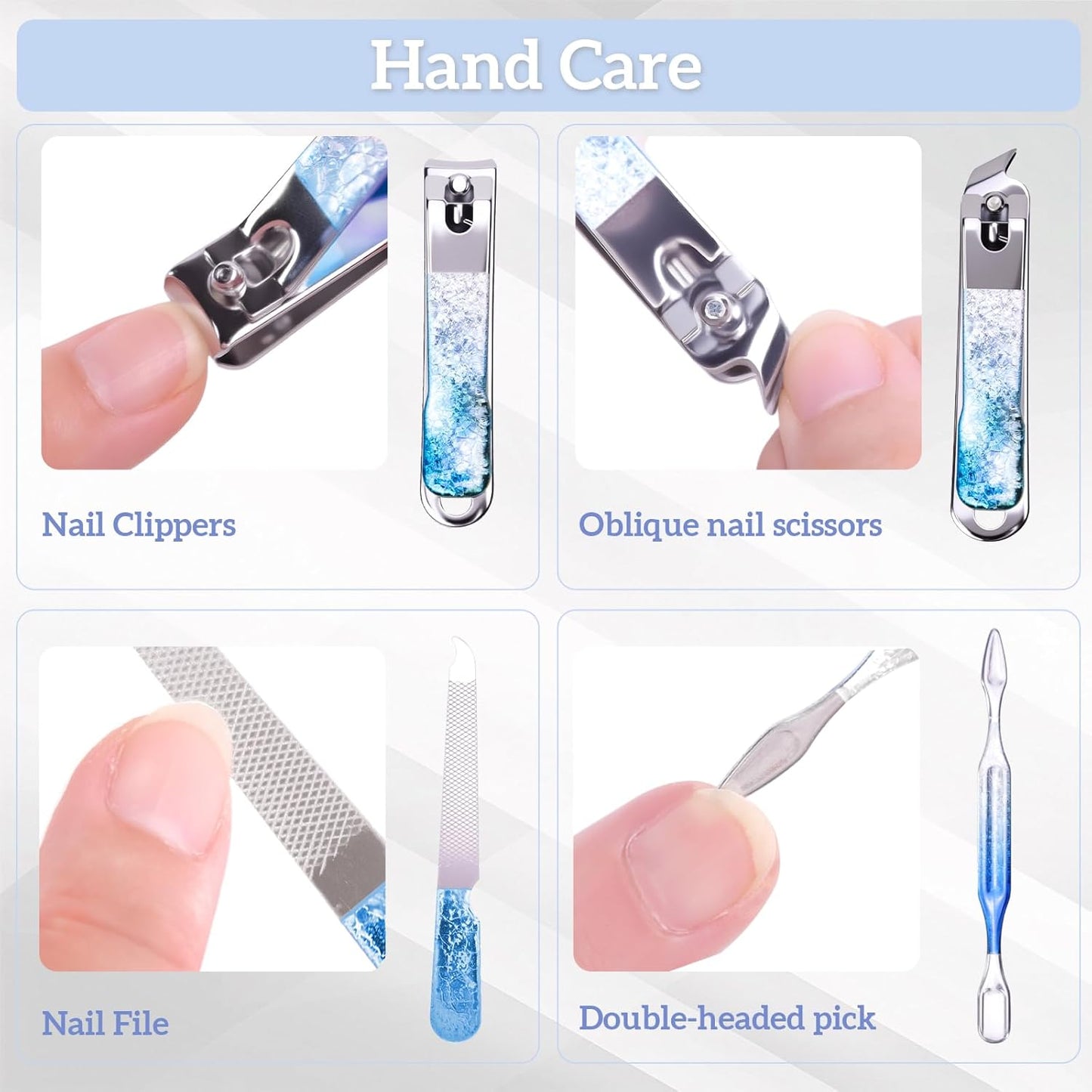 Nail Clippers Set 7 in 1 Stainless Steel, Colorful Manicure Kit Scissors Pedicure Tools Kit with Luxurious Travel Case- Portable Travel Grooming Kit Gift for Women