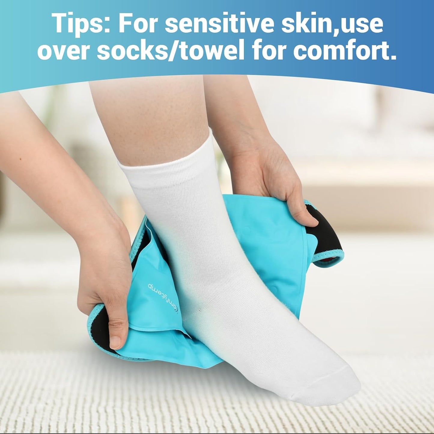 Comfytemp Ankle Ice Pack Wrap Brace for Swelling, Foot Pain Relief, HSA Store, 2 Gel Packs for Injuries Reusable, Hot Cold Compress for Plantar Fasciitis, Heel Spur, Achilles Tendonitis, Surgery Gift