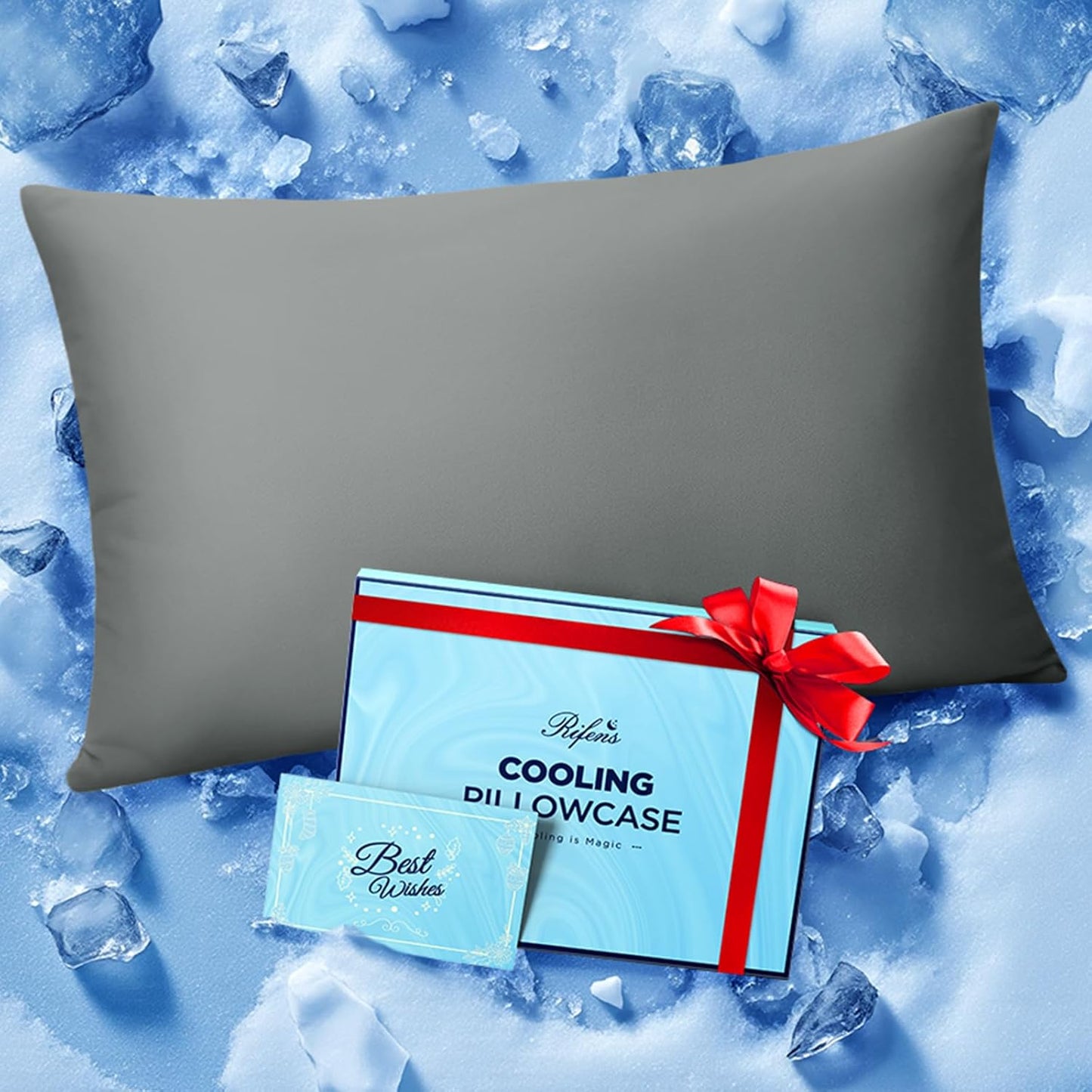 Ice Cooling Pillowcase for Hot Sleepers, Instantly Cool, Stays Cold All Night, Softer Than Silk Pillow Cases, Pillow Covers with Invisible Zipper, Gift for Men & Women - Standard, Dark Gray (1 Pack)