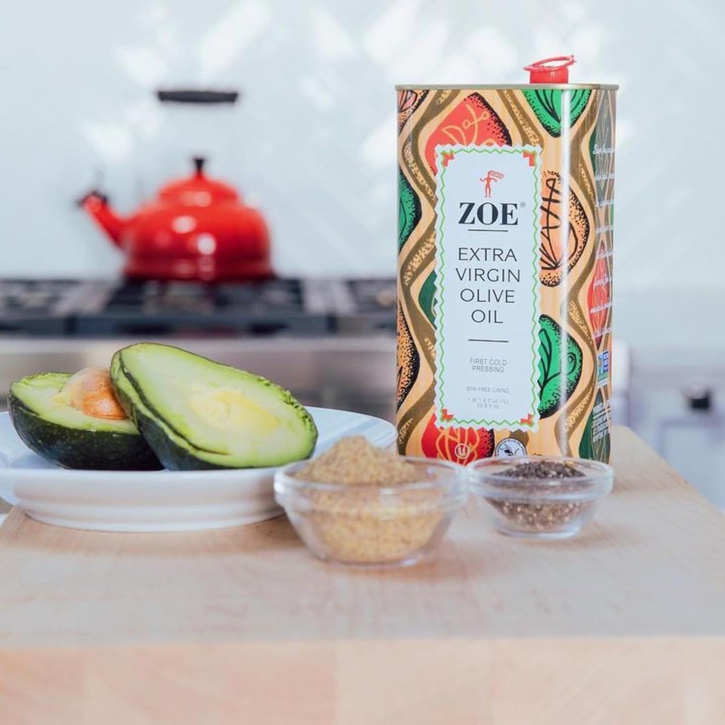 ZOE Extra Virgin Olive Oil 1L (33.8 fl oz) | Freshly Harvested, First Cold-Pressed Spanish EVOO | High Polyphenol, Hand-Selected Olives from Spain | BPA-Free Tin