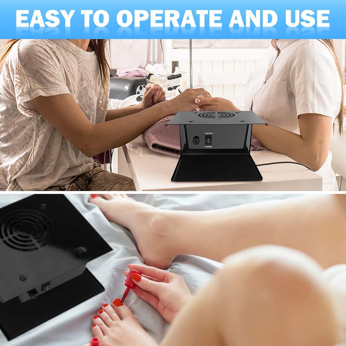 Nail Dryer Fan for Regular Polish 110V 300W Professional Nail Drying Fan with Hot and Cool Air for Hands and Feet Salon Air Nail Dryer Blower Fan for Manicure Salon and Home Use