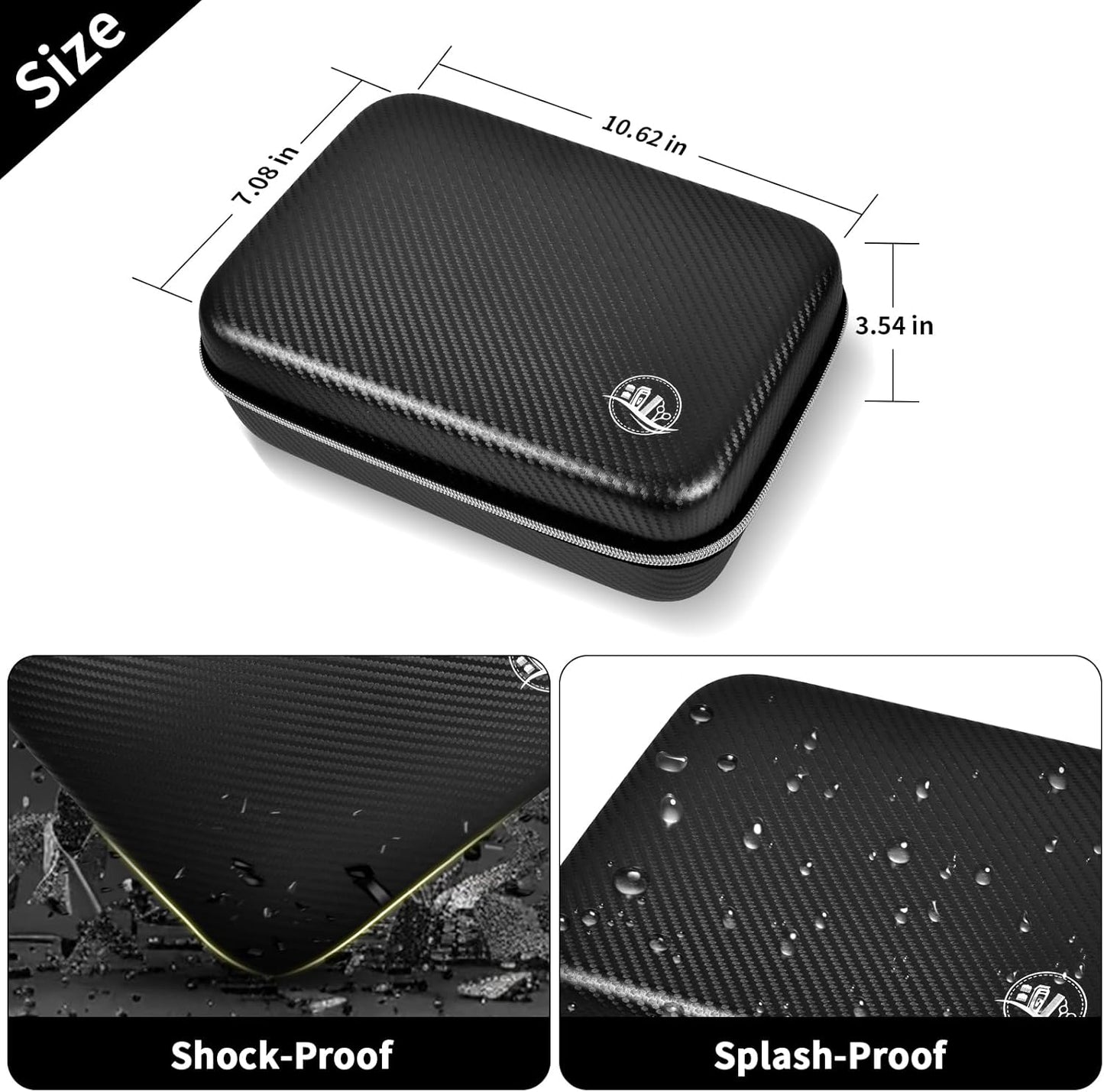 Boobowl Barber Accessories Bag for Clippers and Supplies, Mens Hair Trimmers Box, Portable Storage Organizer for Hair Cutting, Guard Grooming Kit and Barbers Supplies (Bag Only) (Black+Silver Zipper)