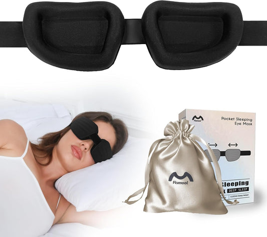 Sleep Mask for Side Sleeper Women Men, Eye Mask for Sleeping Light Blocking, Zero Eye Pressure 3D Sleeping, Black