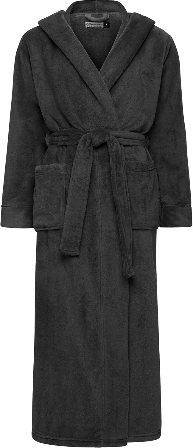 Alexander Del Rossa Womens Robe, Long Plush Bathrobe with Hood, Hooded Robes for Women Plus Size Bath Robe