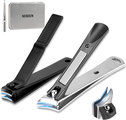 Ingrown Nail Clippers Set, Slanted Toenail Clippers & Fingernail Clipper for Mens Thick Toenails for Seniors, Heavy Duty Large Nail Cutter for Women, Adult, Angled Nail Clippers for Seniors