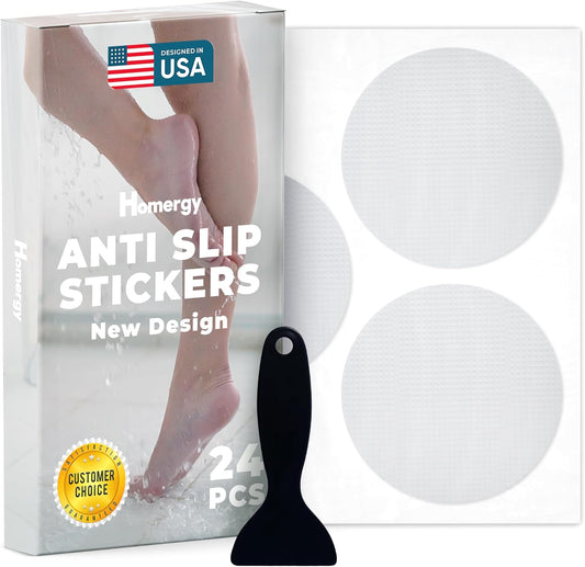 Anti Slip Shower Stickers 24 PCS, Invisible Non-Slip Shower Strips for Adults, Premium Adhesive Bath Tub Stickers (Clear)
