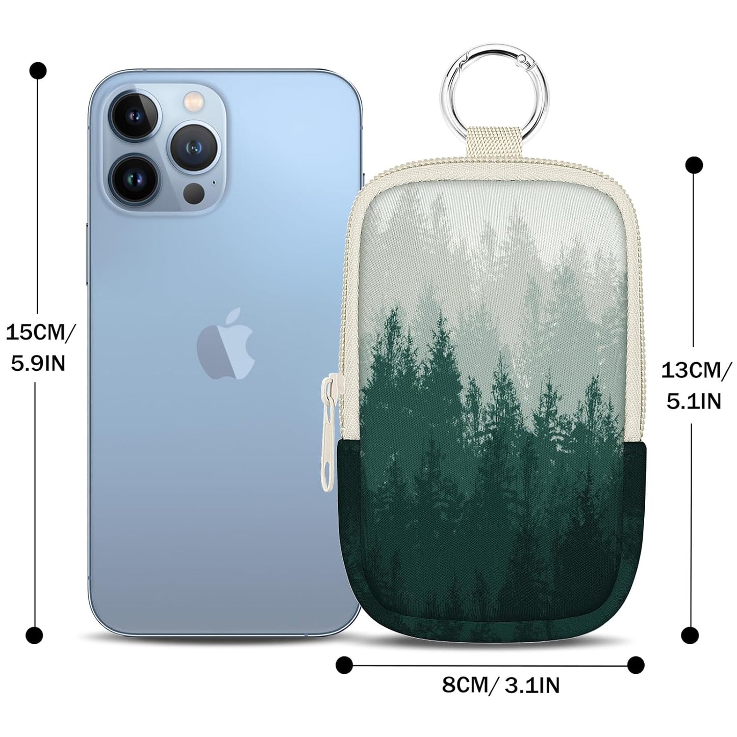 Forest Scene Hand Sanitizer Spray Case, Hand Sanitizer Holder Zippered Pouch, Cute Fashion Accessory with Snap Hook for Glow Mist and Power Mist 1FL OZ